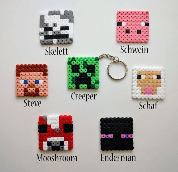Minecraft Perler Bead Schlusselanhanger Magneten Von Ashmoondesigns Bugelperlen Vorlagen Bugelperlen Hama Perlen Muster