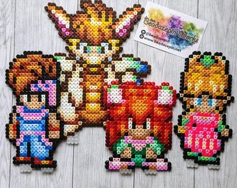 Secret of Mana Fuse Beads Characters Nintendo SNES with Magnet Stand Stand Perler