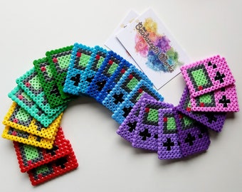 Gameboy magnets made of iron beads, magnets, magnets, Nintendo, Game Boy, Perler, beads, keyrings, keychains, rainbow