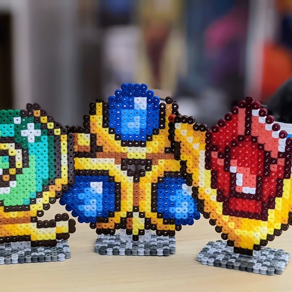 Spiritual Stones (Zelda - Ocarina of Time) from Fuse Beads, Beads, Perler, Nintendo, Magnets, Magnets, Stand-up, Stand, Stones, N64 OoT