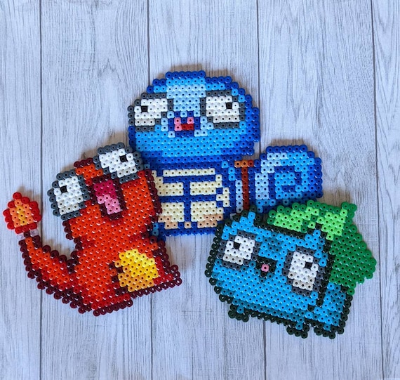 Derp Pokémon aus Bügelperlen, Perler Nintendo Videogames Bulbasaur Charmander Squirtle Derpy Derpface Bisasam Glumanda Schiggy Pokemon Beads