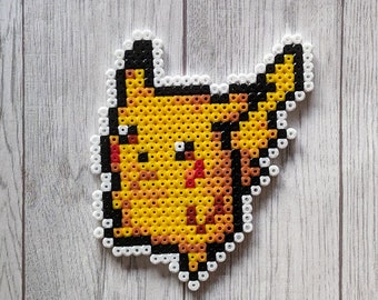 Pikachu made of fuse beads, pokemon, pokemon, nintendo, perler, stand, artkal, hama, perler, perlerbeads