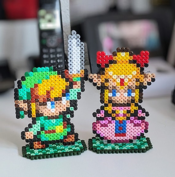 Link Zelda aus Bugelperlen Four Swords Perler SNES Super Nintendo Hama Artkal Geek Nerd 3D Beads Retro Diorama Etsy