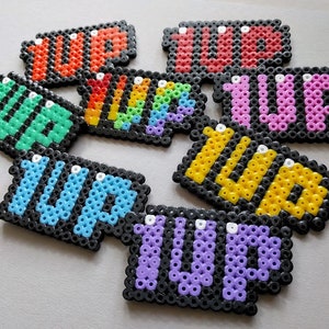 1UP, 1 UP, Extra Life of Ironing Beads with Magnet/Key Ring, Perler Pixel Magnets Beads Keychain Keychain Keychain Nintendo Super Mario image 2