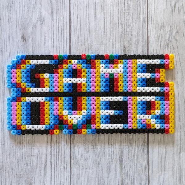 GAME OVER made of iron beads, Perler, Nintendo, video games, retro, trippy, beads, kandi, Playstation, XBox, Wii, Switch, Game Boy, SNES