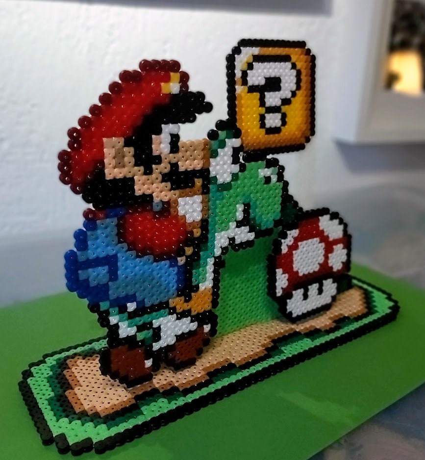 hama beads art-pixel chile., Que tal me quedo este diorama de Mario en hama  de 2,6mm