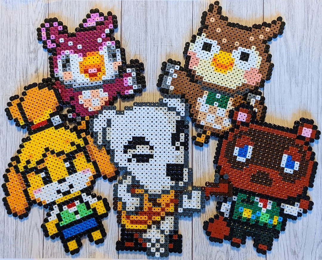 Animal Crossing Characters From Ironing Beads, K.K. Slider, Tom Nook, Isabelle, Melinda