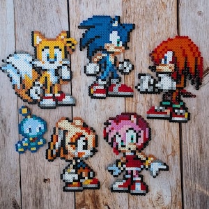 Sonic, Tails, Knuckles, Cream & Chao, Amy Rose from Perler Beads, Sega, Perler, Beads, Gaming, Video Games, Mega Drive, Dreamcast, Nintendo