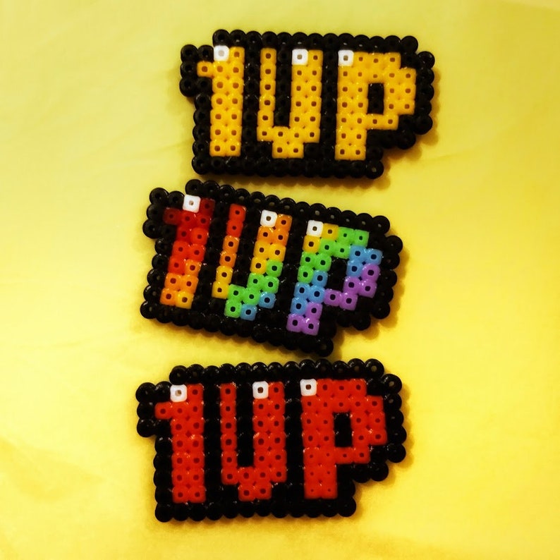 1UP, 1 UP, Extra Life of Ironing Beads with Magnet/Key Ring, Perler Pixel Magnets Beads Keychain Keychain Keychain Nintendo Super Mario image 5