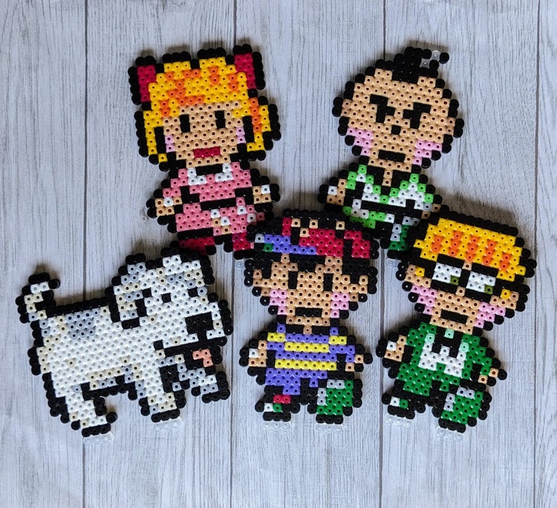 Earthbound / Mother Fuse Bead Ness Paula Jeff Poo King Nintendo SNES Retro Characters with Magnets Perler Fusebeads Plain