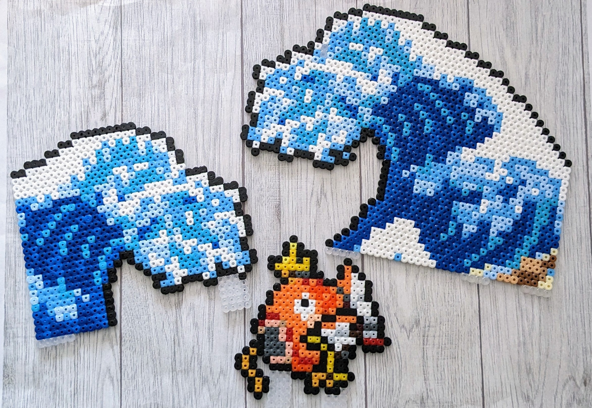 アイロンビーズで作るポケモン展示・ジオラマ、ギャラドス、コイキング