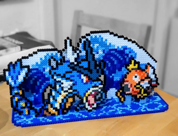 アイロンビーズで作るポケモン展示・ジオラマ、ギャラドス、コイキング