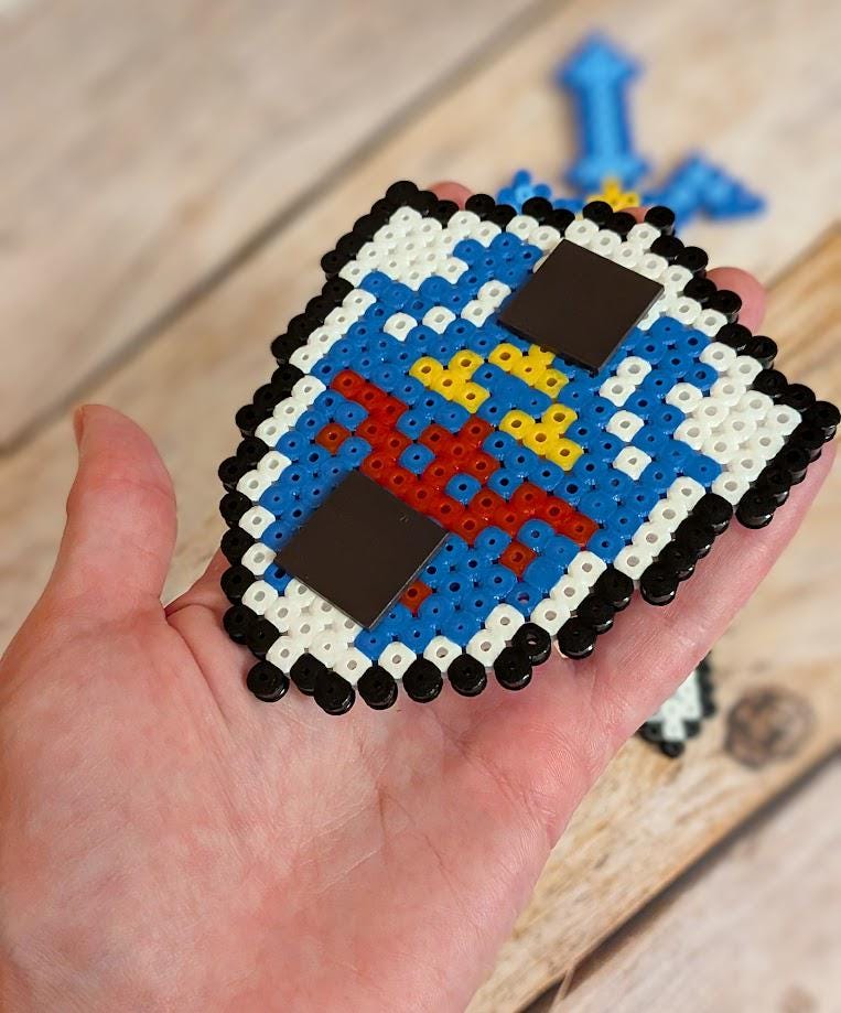 Zelda Hylia Shield & Master Sword Made of Iron-on Beads, Hylian