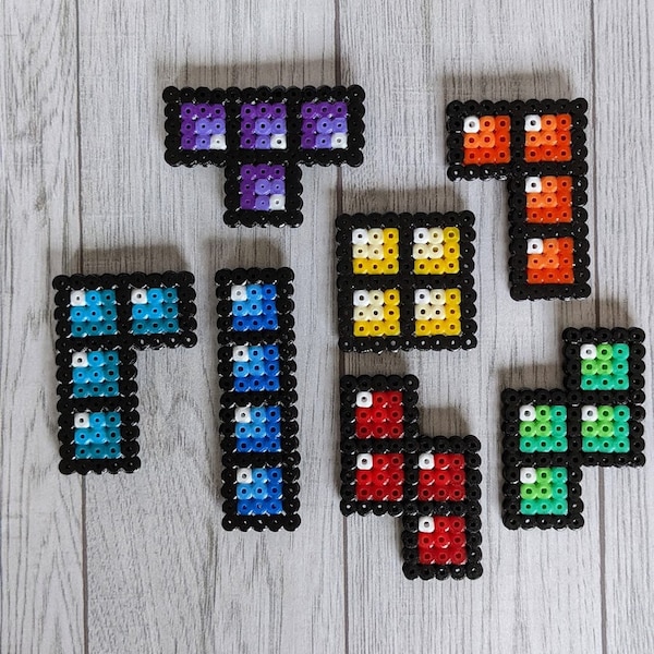 Tetris Magneten aus Bügelperlen, Kühlschrankmagneten, Magneten, Nintendo, Retro, Pixel, Blocks, Steine. Blöcke