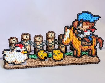 Harvest Moon SNES diorama made of iron beads, Perler, 3D, Hama, Artkal, Super Nintendo