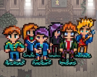Bachelors / Boyfriends / Spouses from Stardew Valley made of iron beads, Perler, Magnets, Stands, Harvey Shane Elliott Sebastian Sam Alex