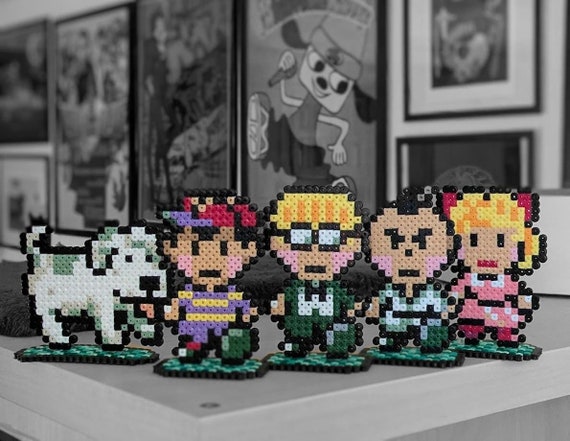 Earthbound / Mother Charaktere aus Bügelperlen, Ness, Paula, Jeff, Poo, King, Nintendo, SNES, Retro, mit Magneten, Perler, Fusebeads
