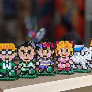 Earthbound / Mother Fuse Bead Ness Paula Jeff Poo King Nintendo SNES Retro Characters with Magnets Perler Fusebeads with stands