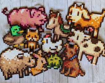 Animals / Animals (Stardew Valley) made of Ironing Beads, Pearls, Magnets, Chicken Cat Dog Cow Sheep Dinosaur Horse Harvest Moon, Beads, Gaming