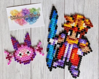 Terranigma Characters from Ironing Beads, Ark, Yomi / Fluffy, Nintendo, SNES with Magnets, Pixel Art, RPG