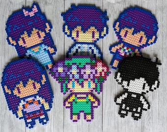 Omori (DREAM / HEADSPACE) Characters from Perler Beads, Perler Videogames, Aubrey, Kel, Hero, Sunny, Basil, Mari, Hama, Artkal, Steam