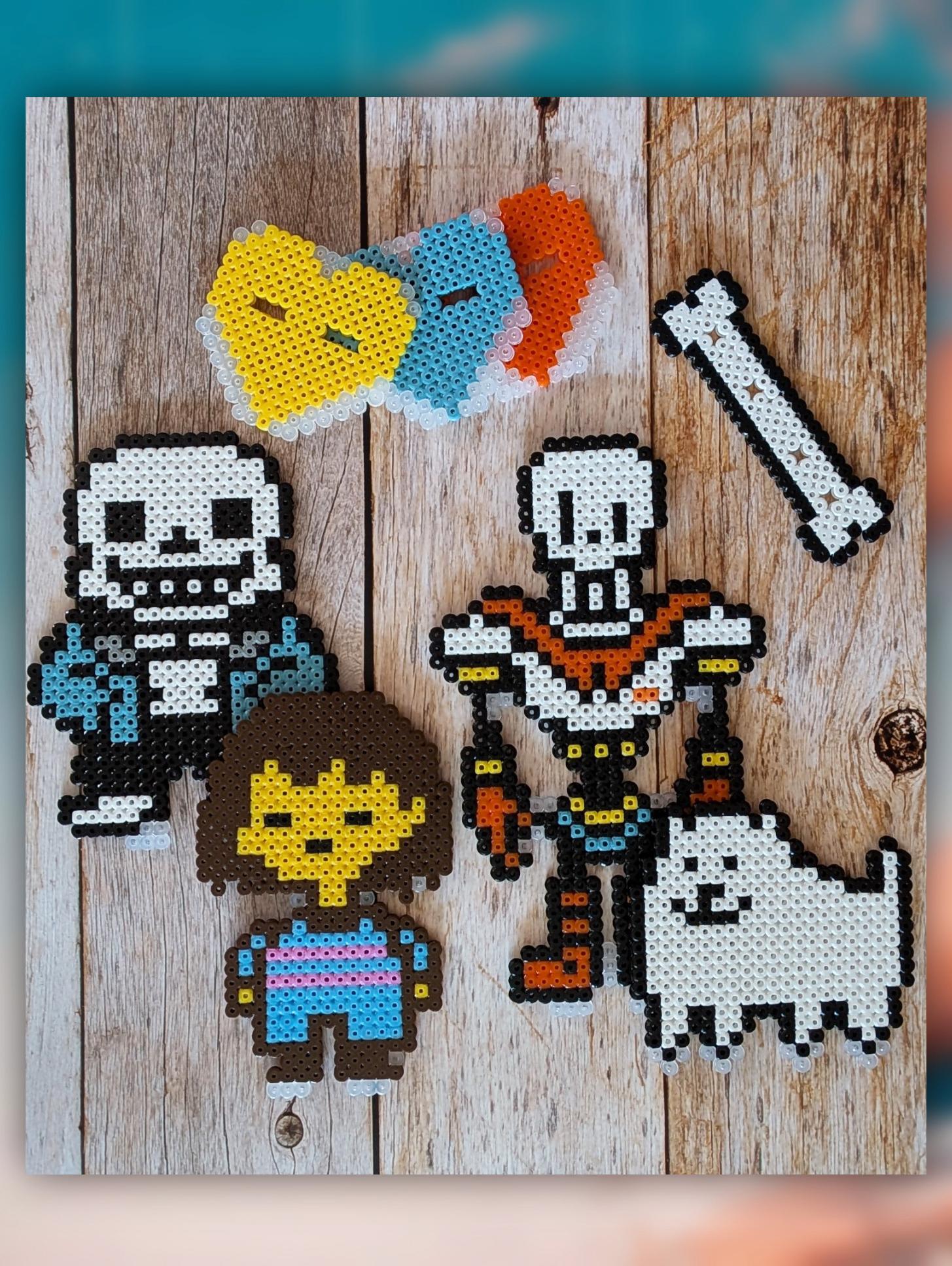 UNDERTALE Characters Made of Iron-on Beads, Sans, Papyrus, Frisk