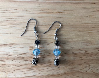 Blue and Silver Dangle Earrings