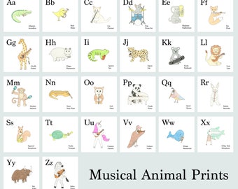 A-Z Musical Animal Prints