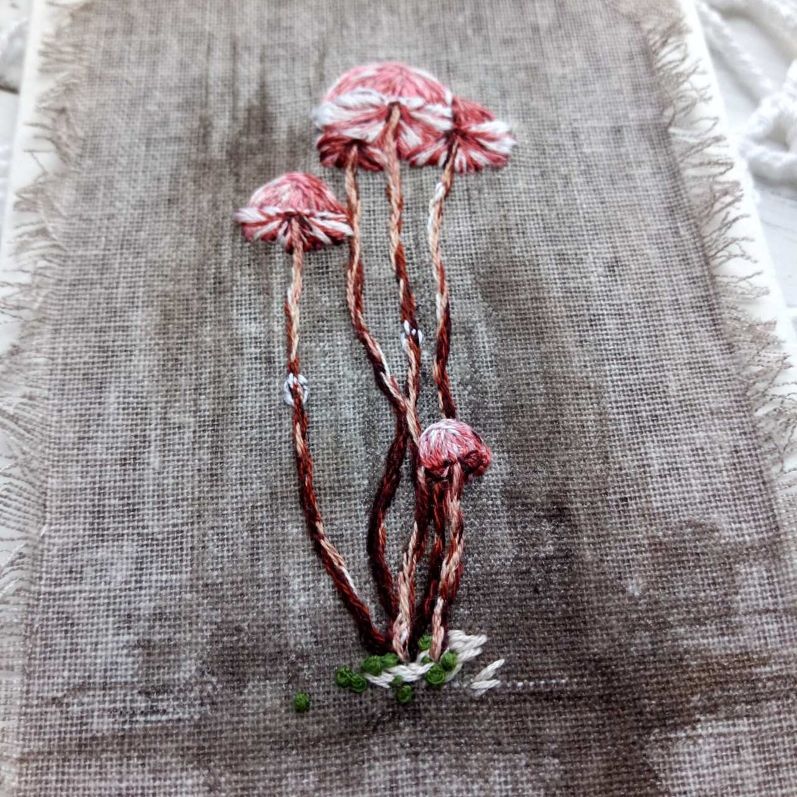 Hand embroidered card Embroidered mushrooms Etsy