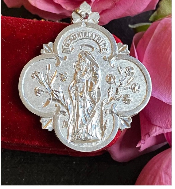 Antique French Mother Mary Medal - image 1