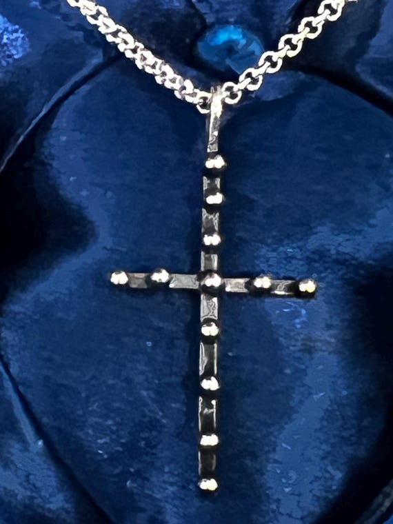 Polish Artisan Silver Beaded Cross Pendant