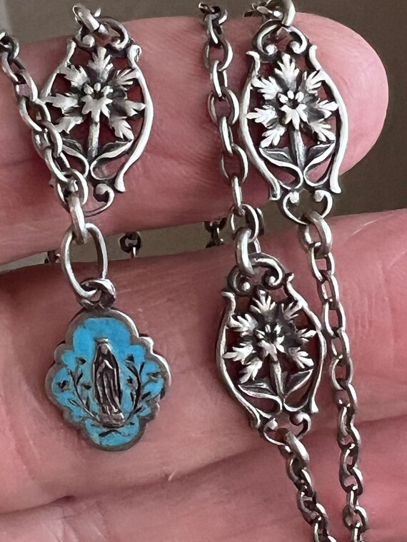Antique French Enamel Our Lady of Lourdes Medal on Ed… - Gem