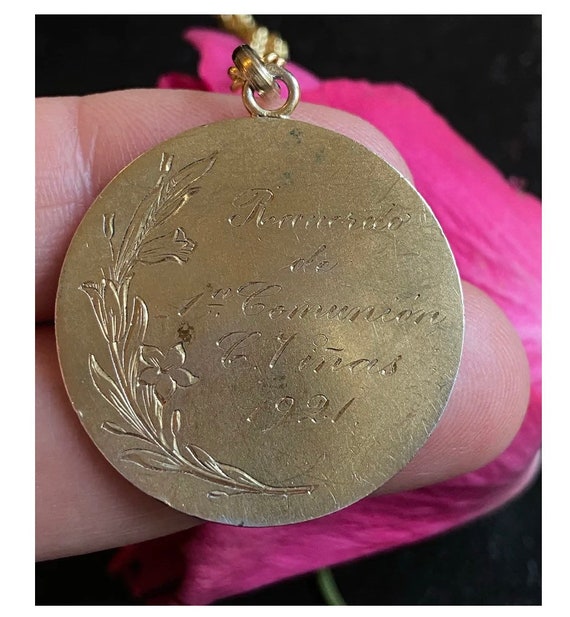 Antique Art Nouveau Communion Medal - image 3