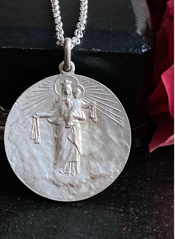 Vintage Spanish Our Lady of Mount Carmel Medal - Gem