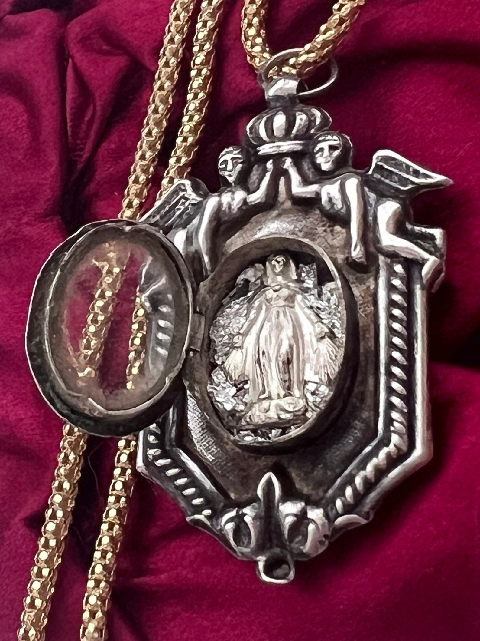 Antique French Our Lady of Lourdes Pendant With Reliquary Window - Etsy