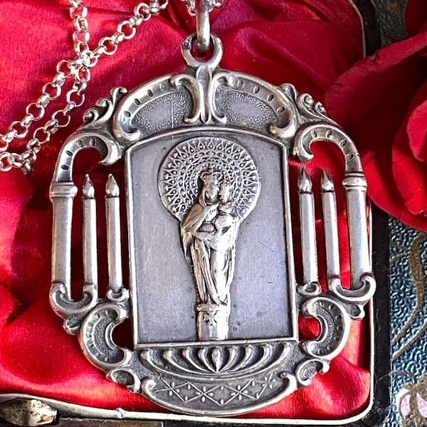 Antique Our Lady of the Pillar Silver Medal