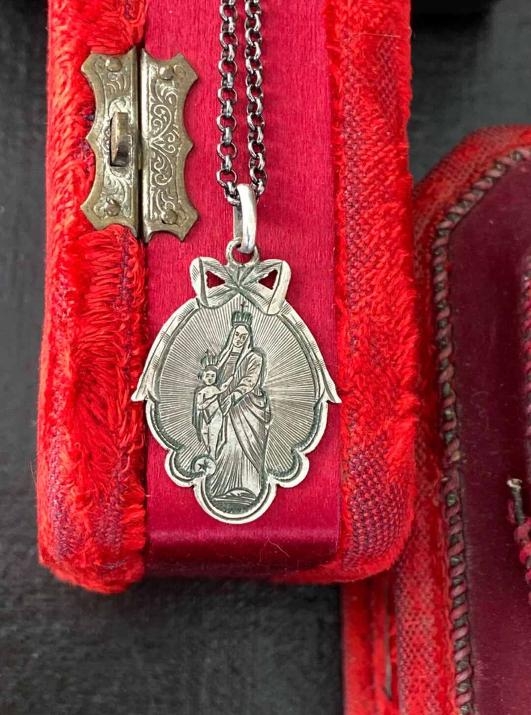 Antique French Madonna and Child Medal - Etsy