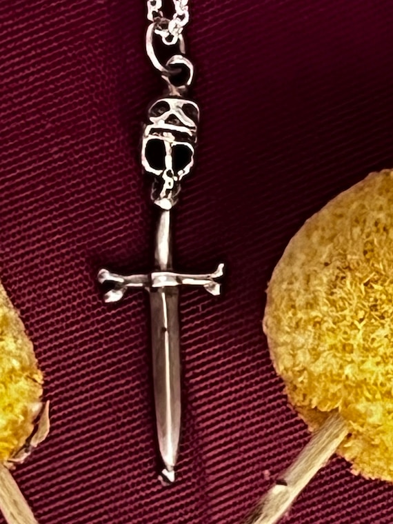 Silver Dagger Skull & Crossbones Cross