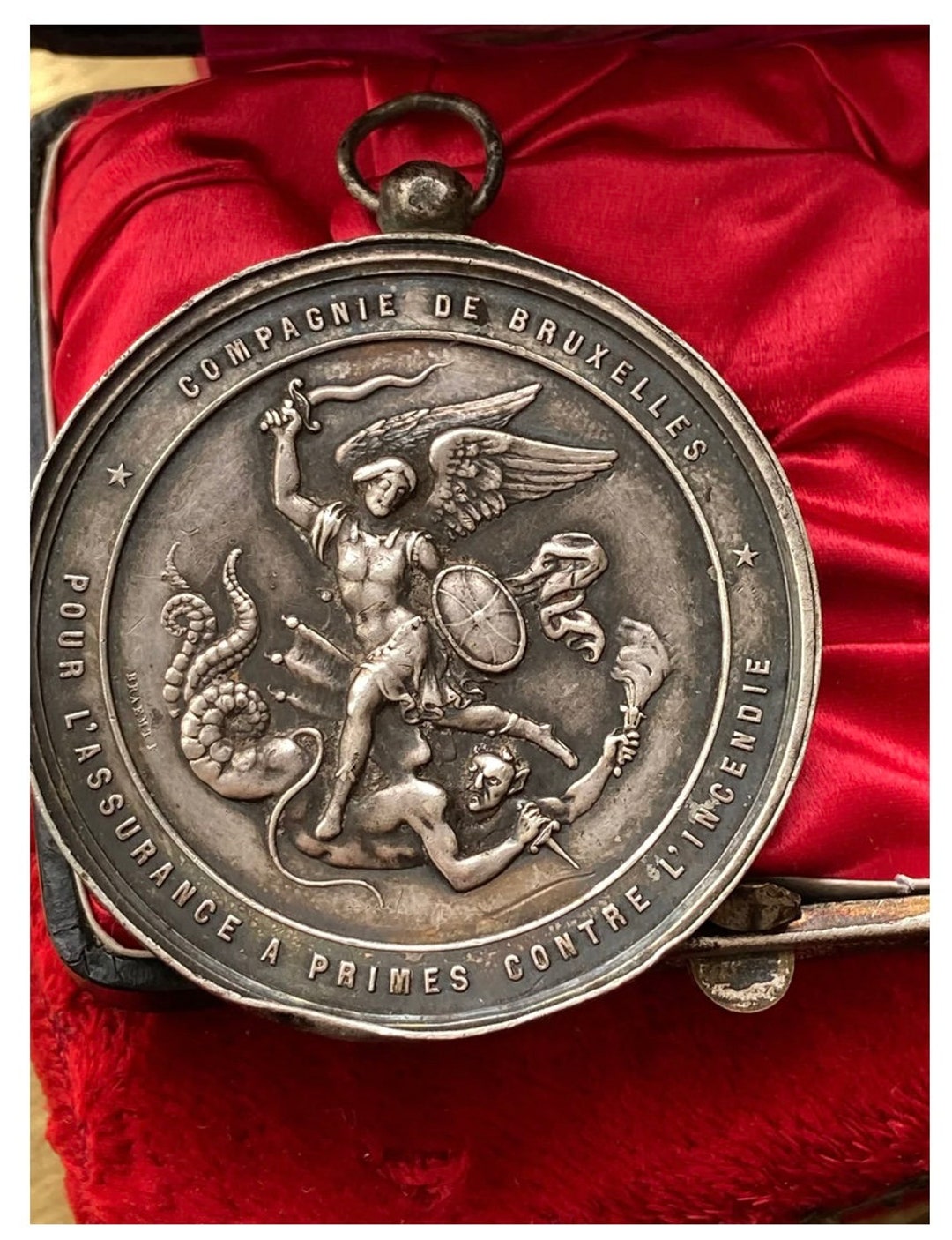 Antique Saint Michael Medal Etsy
