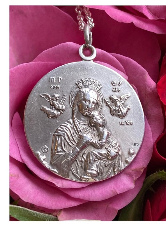 Antique Our Lady of Perpetual Help Silver Medal