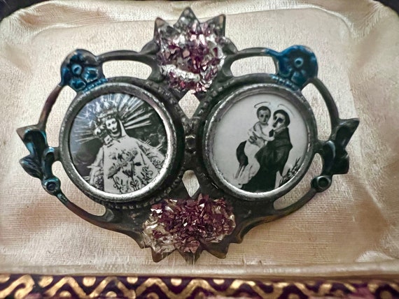 Antique Italian Double Cameo Religious Brooch - image 1