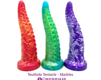 7" Teuthida Tentacle Dildo - Custom Made to Order - Two Color Marbles