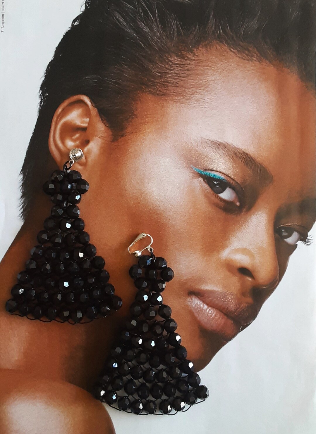 Big Black Triangle Earrings Large Black Chandelier Earrings Etsy