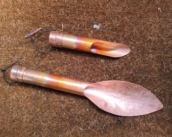 Copper trowel set - 2 pure copper trowels - small and normal size, for garden