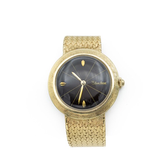 Lucien Piccard Gold Watch with Round Black Dial - image 3