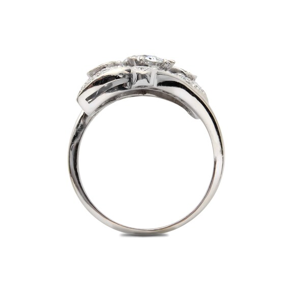 14 Karat White Gold Diamond Bypass Ring - image 4