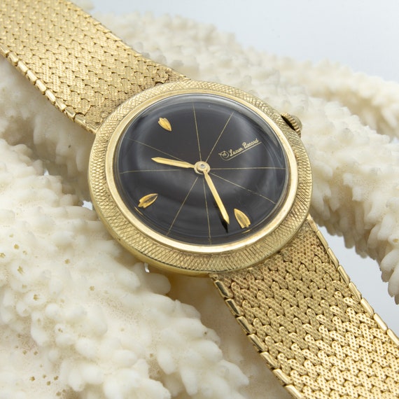 Lucien Piccard Gold Watch with Round Black Dial - image 6