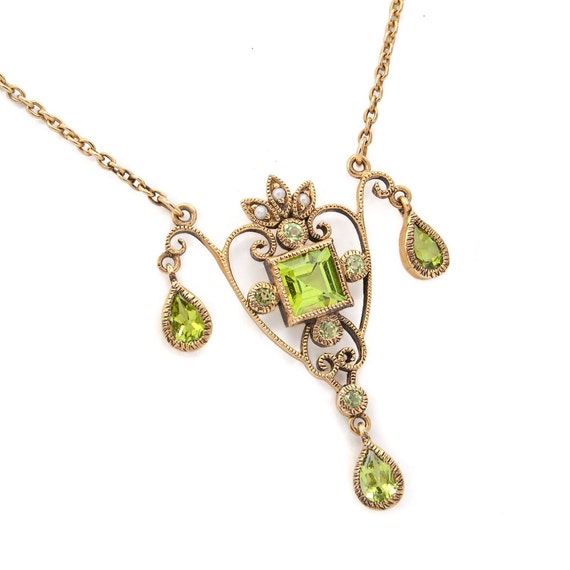 Antique 14 Karat Pink Gold Peridot and Seed Pearl… - image 3