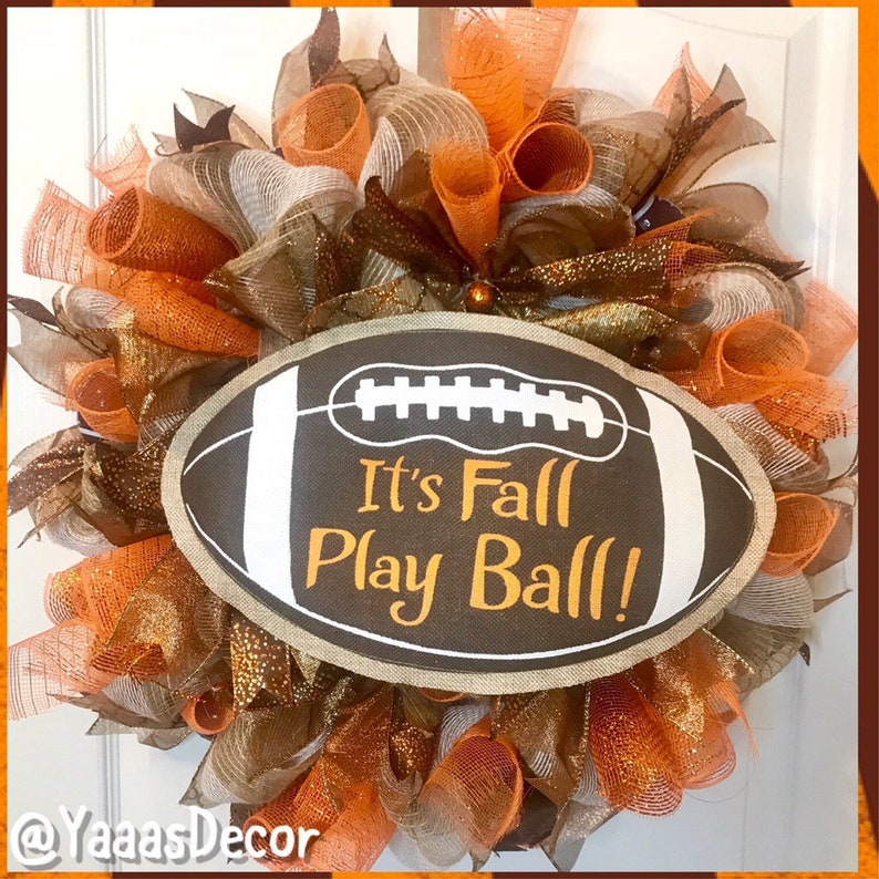 Man Cave Decor Football Wreath Football Gift Football Shape Sign Gifts For Him Fall Football Season Sports Fan Sports Decor