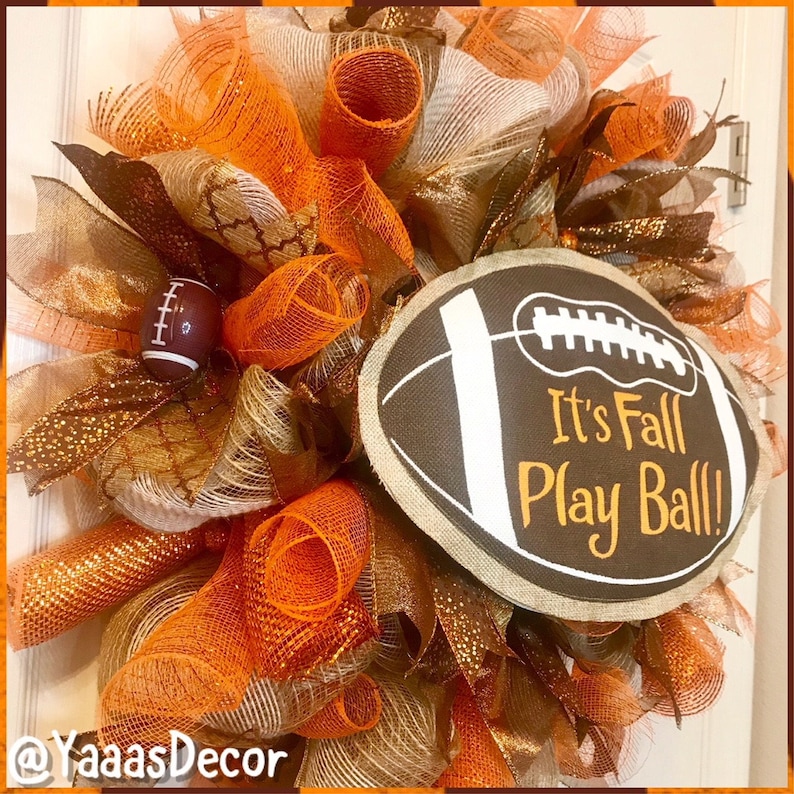 Man Cave Decor Football Wreath Football Gift Football Shape Sign Gifts For Him Fall Football Season Sports Fan Sports Decor